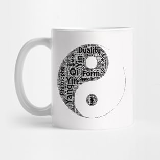 Yin Yang Silhouette Shape Text Word Cloud Mug